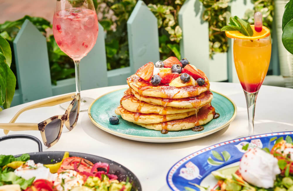 Berry Pancakes with Brunch Cocktails Bills Restaurant and Bar